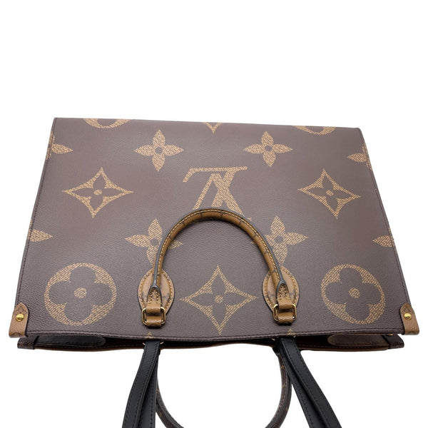 LOUIS VUITTON Onthego GM Giant Monogram Reverse Canvas Tote Shoulder Bag Brown