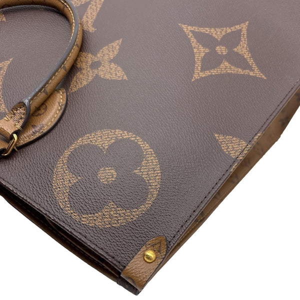 LOUIS VUITTON Onthego GM Giant Monogram Reverse Canvas Tote Shoulder Bag Brown
