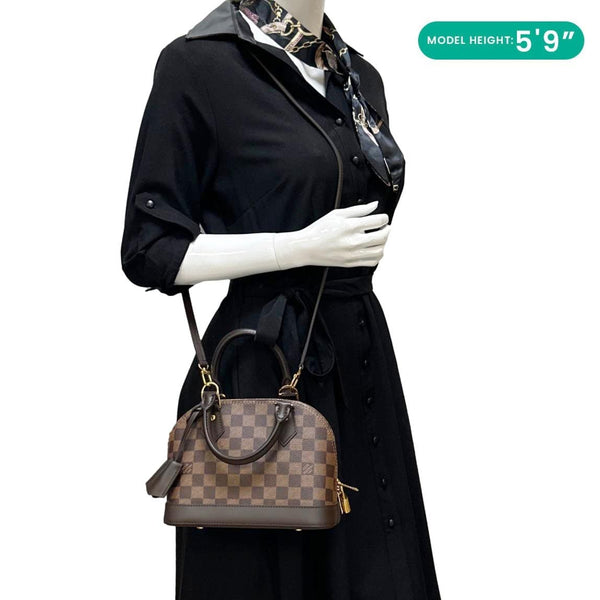 LOUIS VUITTON Alma BB Damier Ebene Crossbody Bag Brown