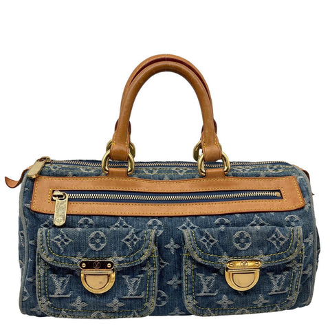 LOUIS VUITTON Neo Speedy Denim Monogram Satchel Bag Blue