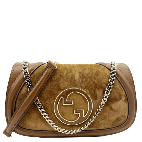 GUCCI Blondie Medium Suede Shoulder Bag Brown 815715