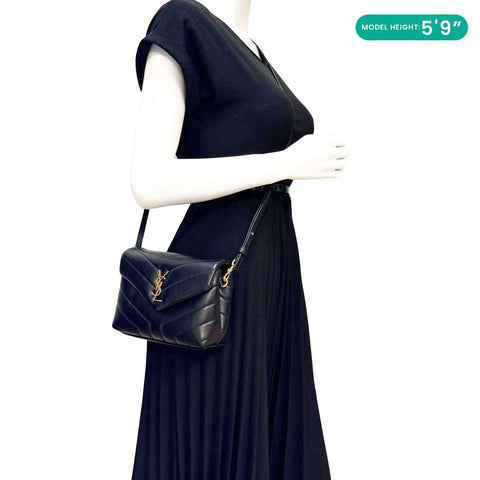YVES SAINT LAURENT Loulou Toy Calfskin Leather Crossbody Bag Black