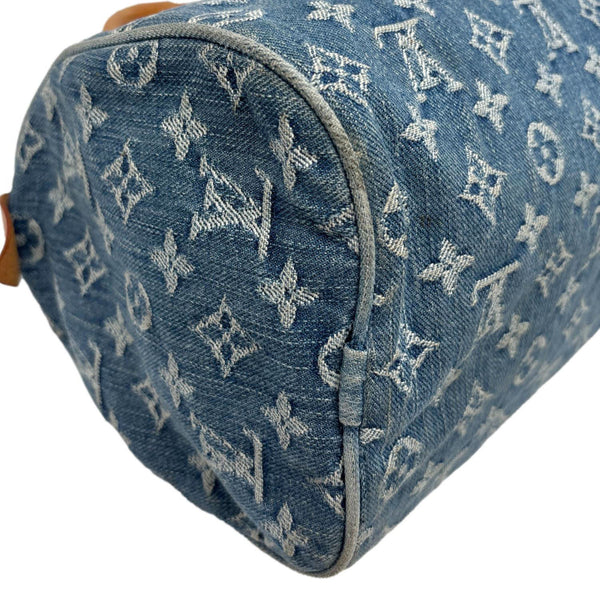 LOUIS VUITTON Neo Speedy Denim Monogram Satchel Bag Blue