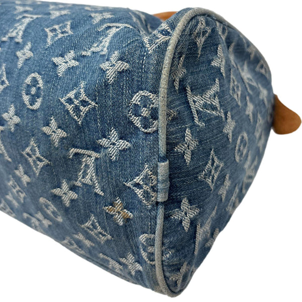 LOUIS VUITTON Neo Speedy Denim Monogram Satchel Bag Blue