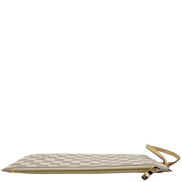 LOUIS VUITTON Neverfull Damier Azur Pochette Wristlet White