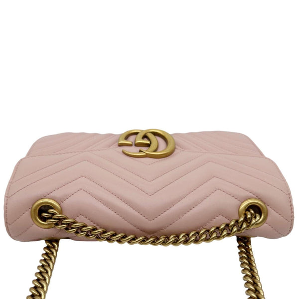 GUCCI GG Marmont Medium Matelasse Chevron Leather Crossbody Bag Taupe 443497