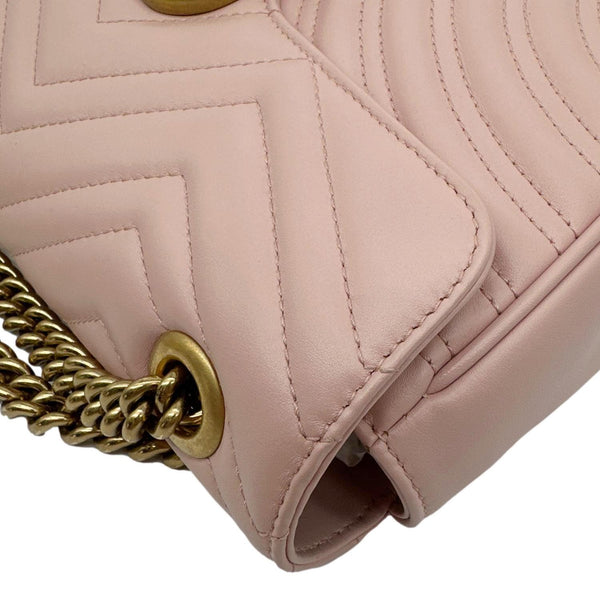 GUCCI GG Marmont Medium Matelasse Chevron Leather Crossbody Bag Taupe 443497