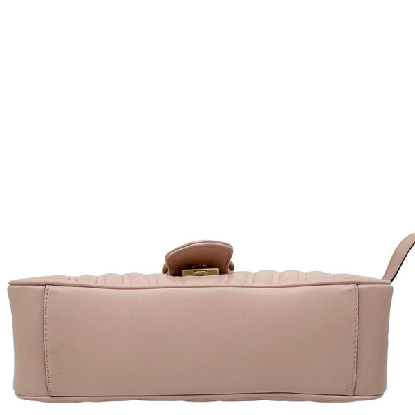 GUCCI GG Marmont Medium Matelasse Chevron Leather Crossbody Bag Taupe 443497