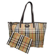 BURBERRY Highlands Medium Check Canvas Tote Bag Beige
