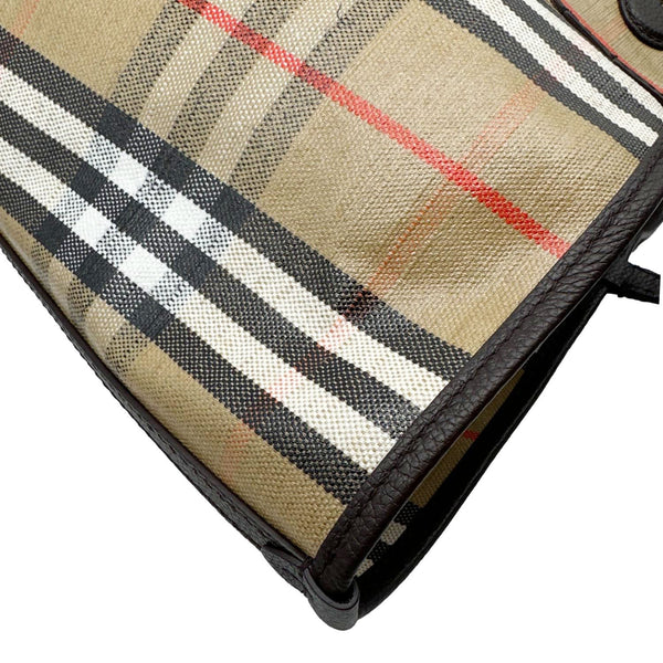 BURBERRY Highlands Medium Check Canvas Tote Bag Beige