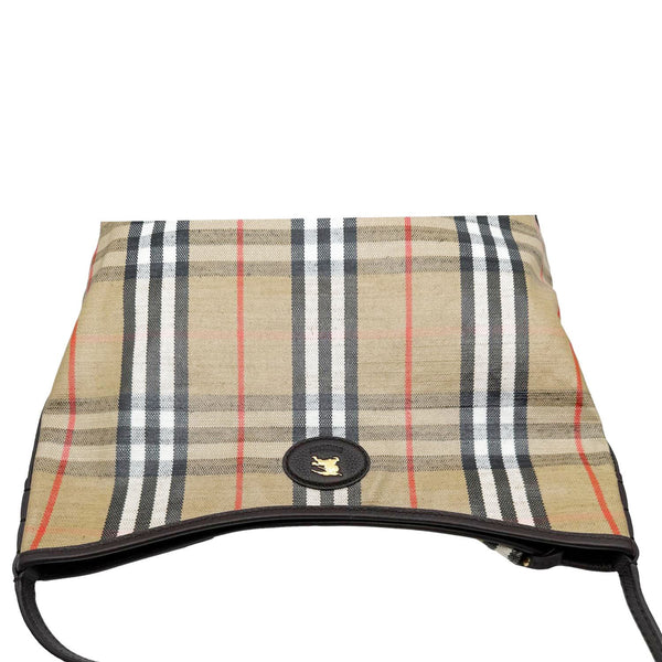 BURBERRY Highlands Check Canvas Shoulder Bag Beige