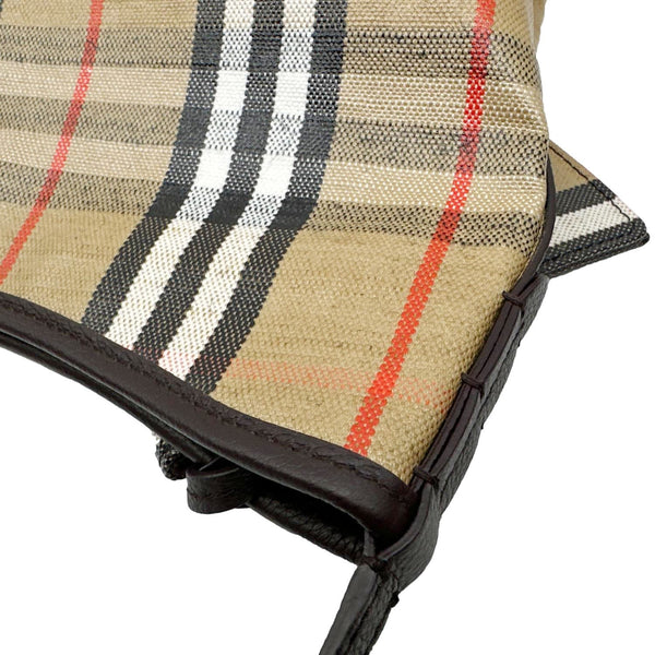 BURBERRY Highlands Check Canvas Shoulder Bag Beige