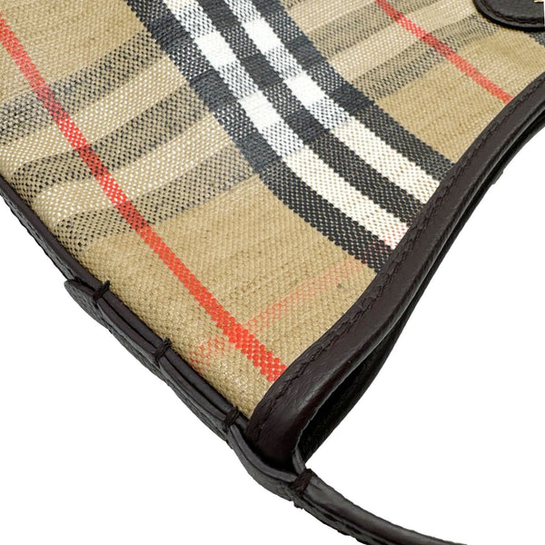 BURBERRY Highlands Check Canvas Shoulder Bag Beige
