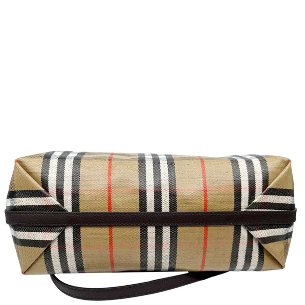 BURBERRY Highlands Check Canvas Shoulder Bag Beige