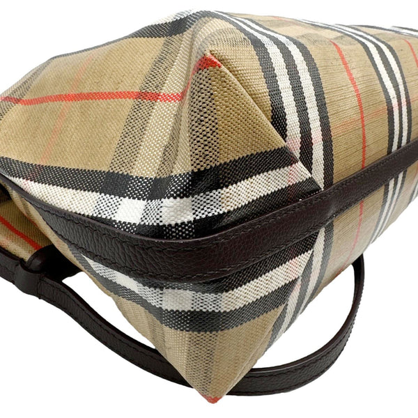 BURBERRY Highlands Check Canvas Shoulder Bag Beige