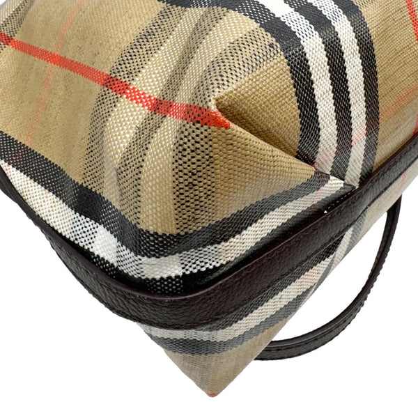 BURBERRY Highlands Check Canvas Shoulder Bag Beige