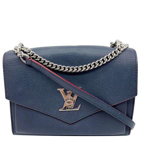 LOUIS VUITTON Mylockme Leather Chain Crossbody Bag Blue