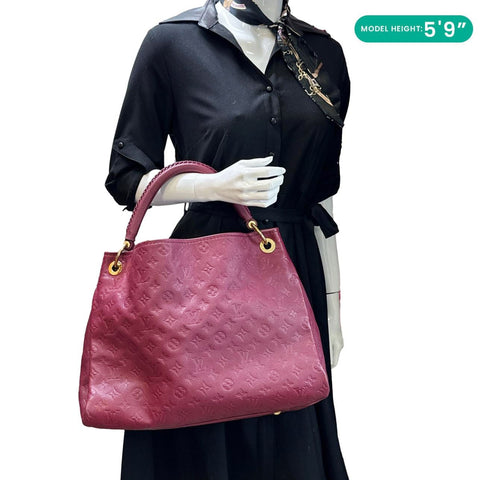 LOUIS VUITTON Artsy MM Monogram Empreinte Leather Hobo Bag Burgundy
