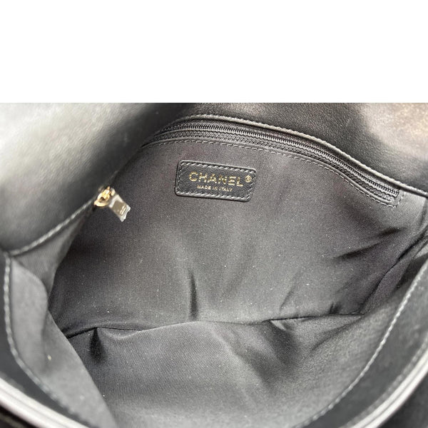 CHANEL Paris Hamburg Double Flap Chevron Leather Clutch Black
