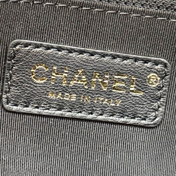 CHANEL Paris Hamburg Double Flap Chevron Leather Clutch Black