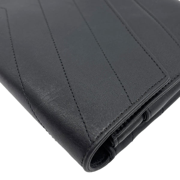 CHANEL Paris Hamburg Double Flap Chevron Leather Clutch Black
