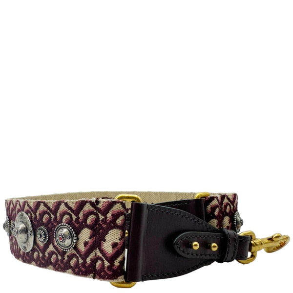 CHRISTIAN DIOR Studded Oblique Canvas Strap Burgundy