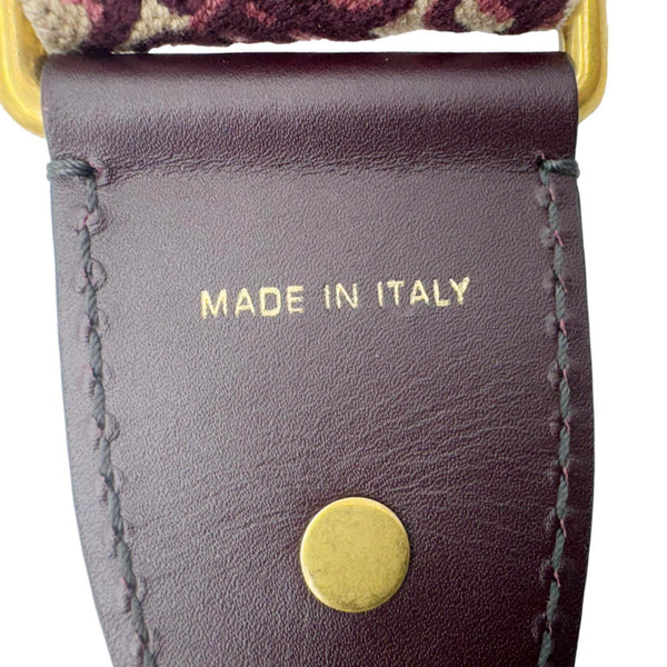 CHRISTIAN DIOR Studded Oblique Canvas Strap Burgundy