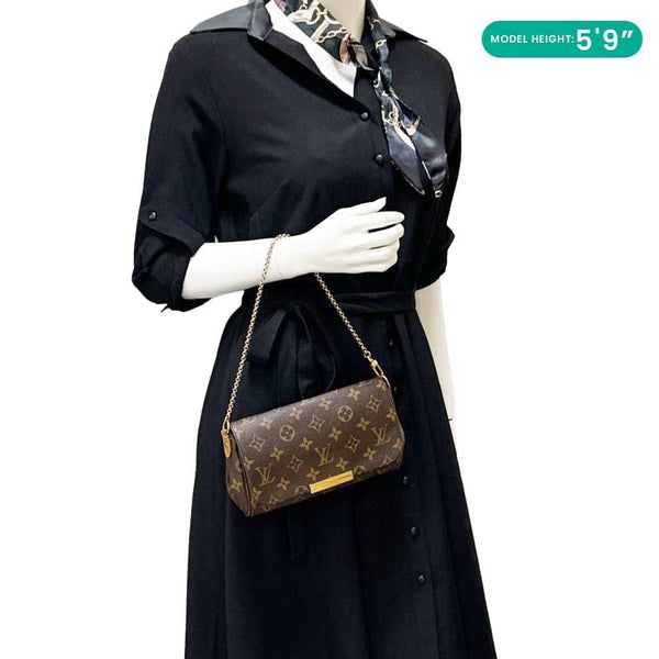 LOUIS VUITTON Favorite PM Monogram Canvas Shoulder Bag Brown