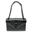 YVES SAINT LAURENT Envelope Medium Grain De Poudre Leather Chain Shoulder Bag Black