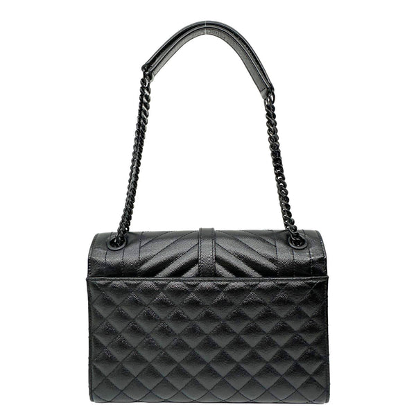 YVES SAINT LAURENT Envelope Medium Grain De Poudre Leather Chain Shoulder Bag Black