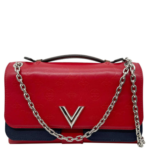 LOUIS VUITTON Very Chain Monogram Leather Chain Crossbody Bag Red