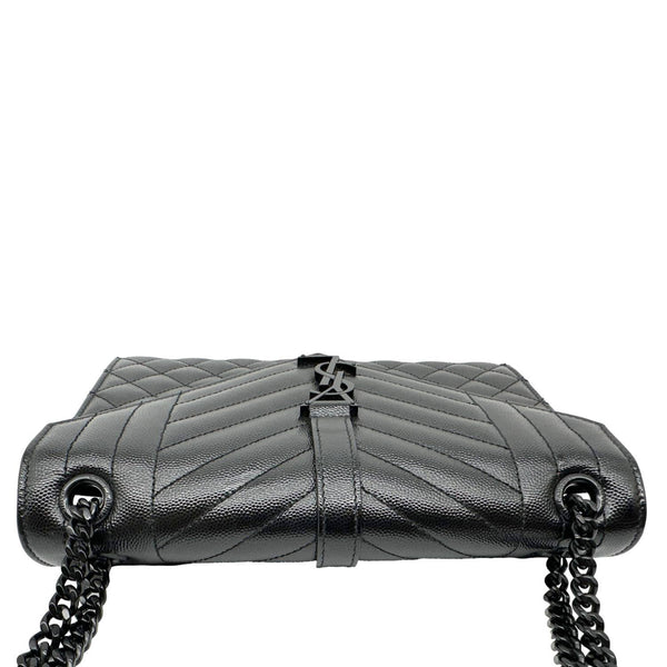 YVES SAINT LAURENT Envelope Medium Grain De Poudre Leather Chain Shoulder Bag Black