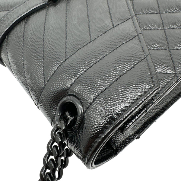 YVES SAINT LAURENT Envelope Medium Grain De Poudre Leather Chain Shoulder Bag Black