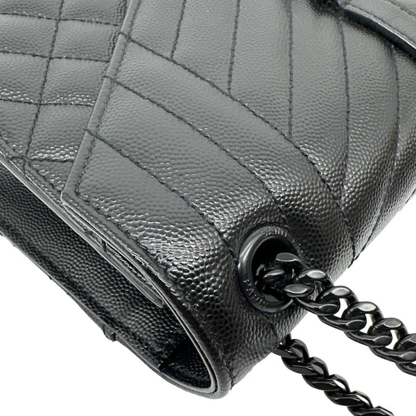 YVES SAINT LAURENT Envelope Medium Grain De Poudre Leather Chain Shoulder Bag Black