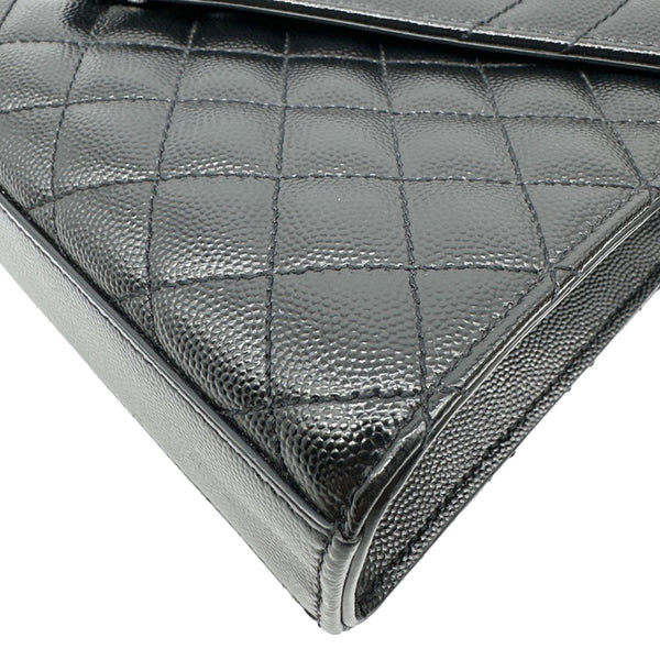 YVES SAINT LAURENT Envelope Medium Grain De Poudre Leather Chain Shoulder Bag Black