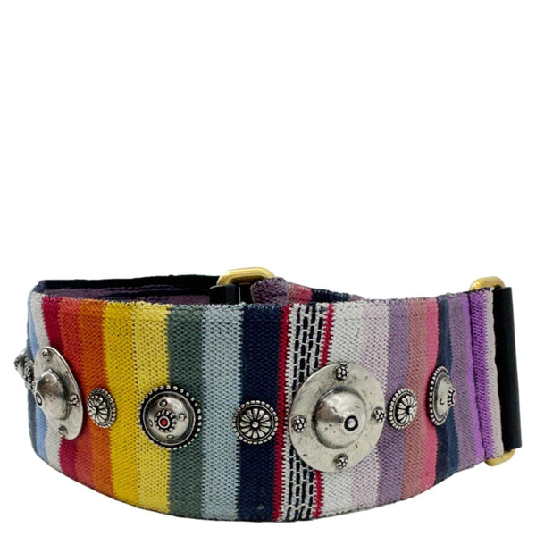 CHRISTIAN DIOR  Studded Embroidered Canvas Shoulder Strap Rainbow