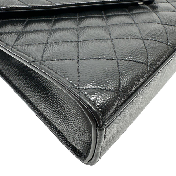 YVES SAINT LAURENT Envelope Medium Grain De Poudre Leather Chain Shoulder Bag Black