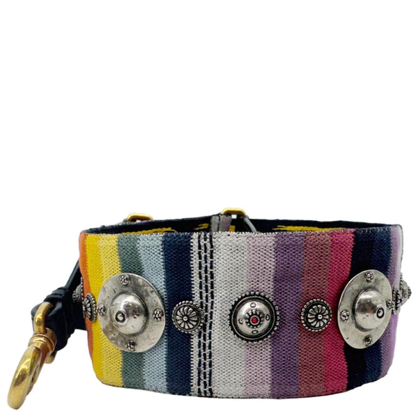 CHRISTIAN DIOR  Studded Embroidered Canvas Shoulder Strap Rainbow