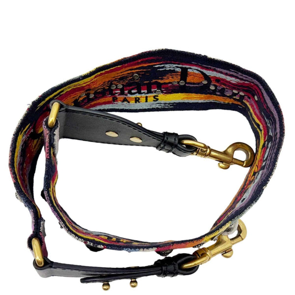 CHRISTIAN DIOR  Studded Embroidered Canvas Shoulder Strap Rainbow