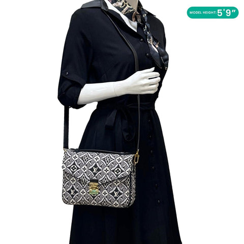 LOUIS VUITTON Metis Pochette Since 1854 Monogram Jacquard Top Handle Satchel Bag Black