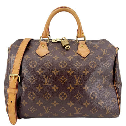 LOUIS VUITTON Speedy 30 Bandouliere Monogram Canvas Crossbody Bag Brown