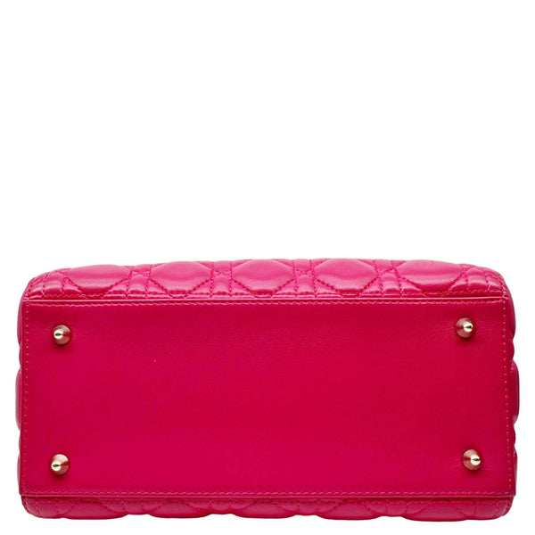 CHRISTIAN DIOR Lady Dior Medium Lambskin Quilted Leather Shoulder Bag Pink