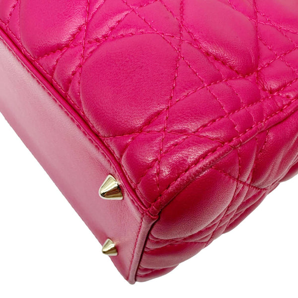 CHRISTIAN DIOR Lady Dior Medium Lambskin Quilted Leather Shoulder Bag Pink
