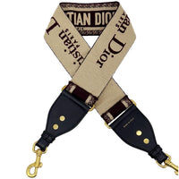 CHRISTIAN DIOR Embroidered Canvas Shoulder Strap Burgundy