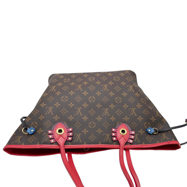 LOUIS VUITTON Neverfull MM Totem Monogram Canvas Shoulder Bag Red