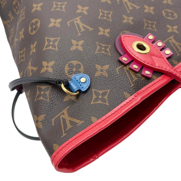 LOUIS VUITTON Neverfull MM Totem Monogram Canvas Shoulder Bag Red