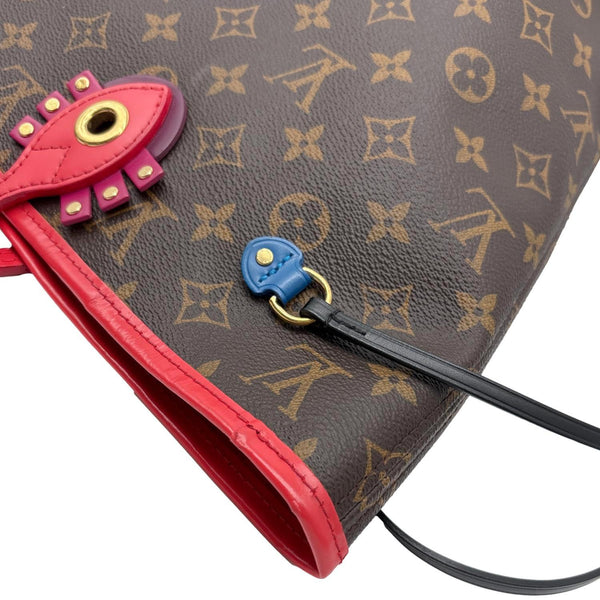 LOUIS VUITTON Neverfull MM Totem Monogram Canvas Shoulder Bag Red