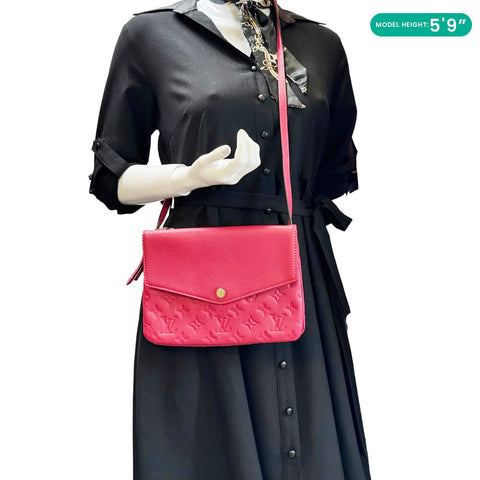 LOUIS VUITTON Twice Pochette Monogram Empreinte Crossbody Bag Pink