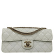 CHANEL Evening Star East West Quilted Patent Leather Shoulder Bag White