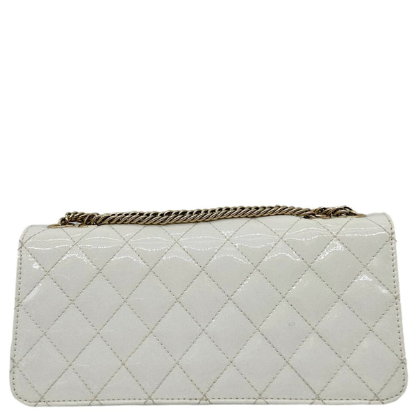 CHANEL Evening Star East West Quilted Patent Leather Shoulder Bag White